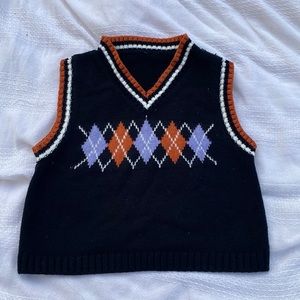 Knitted Argyle Sweater Vest